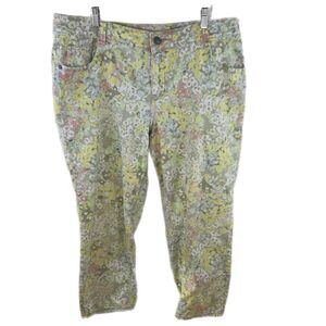 Lane Bryant Floral pastel ankle cropped denim jeans 18 Plus Oversized Cottage **